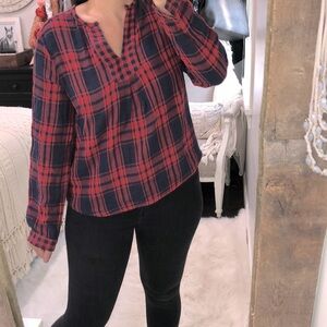 NSR size medium red & blue plaid hi low top